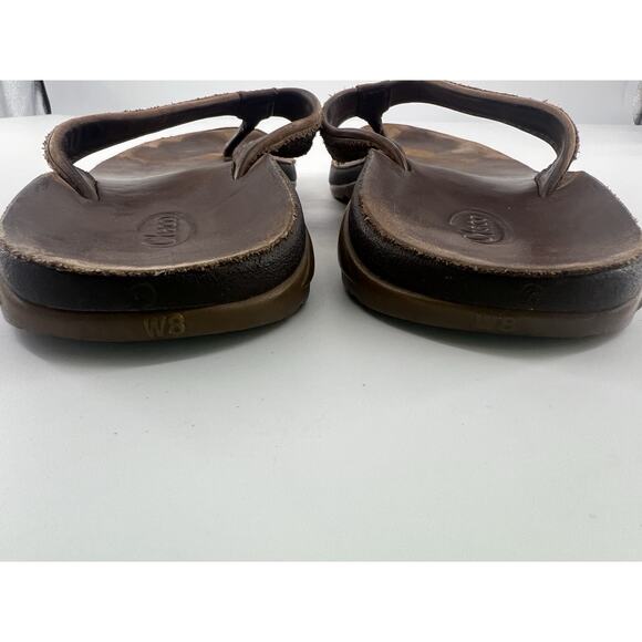 Chaco Flip Flop Shoes Womens Brown Leather Comfort Slip-On Thong Sandal Size 8 - Picture 7 of 7